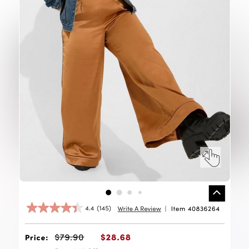 High waisted wide leg satin pant.